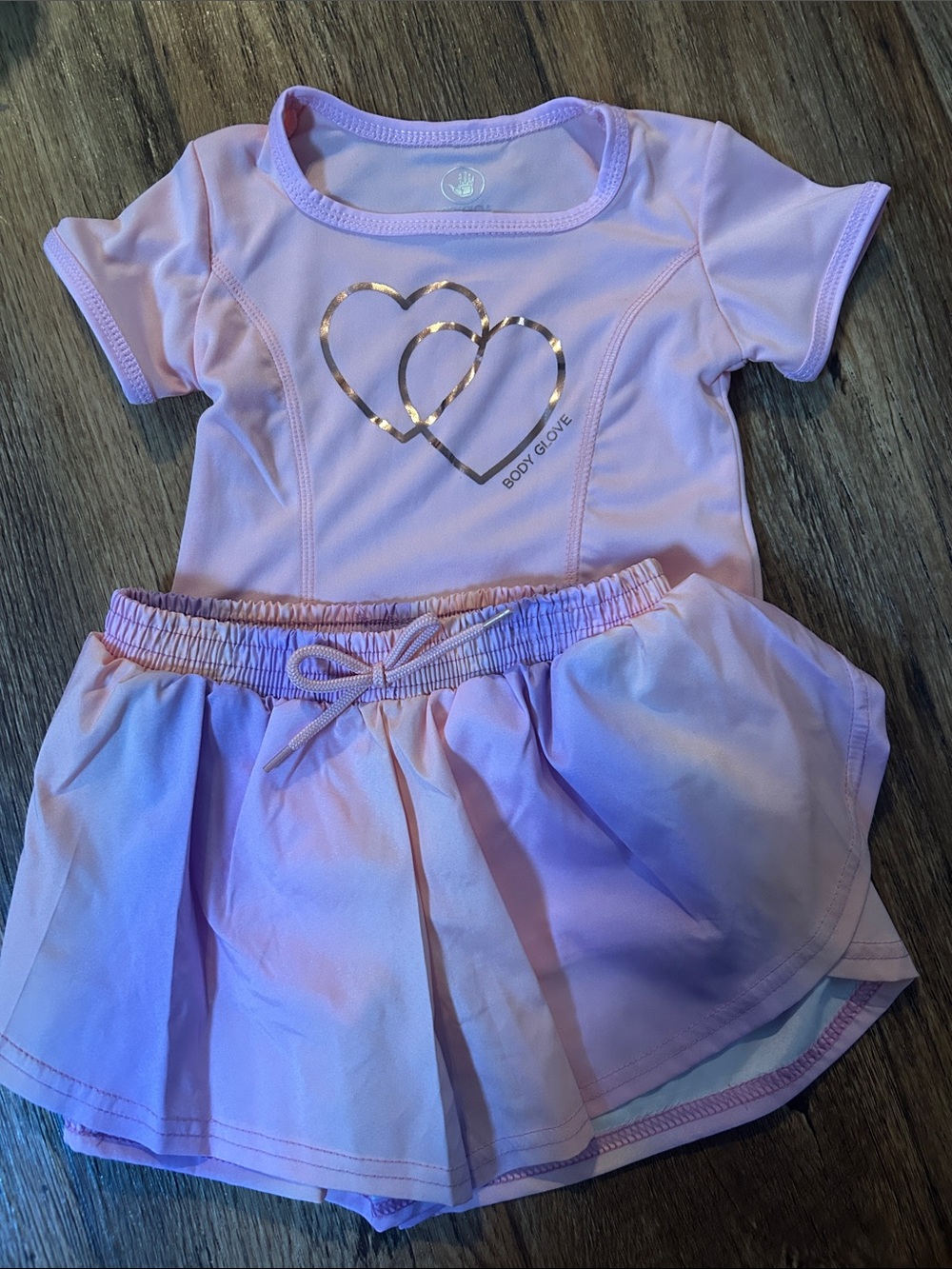 Body Glove Pink Girls' Active Top and Skort Set with Metallic Heart